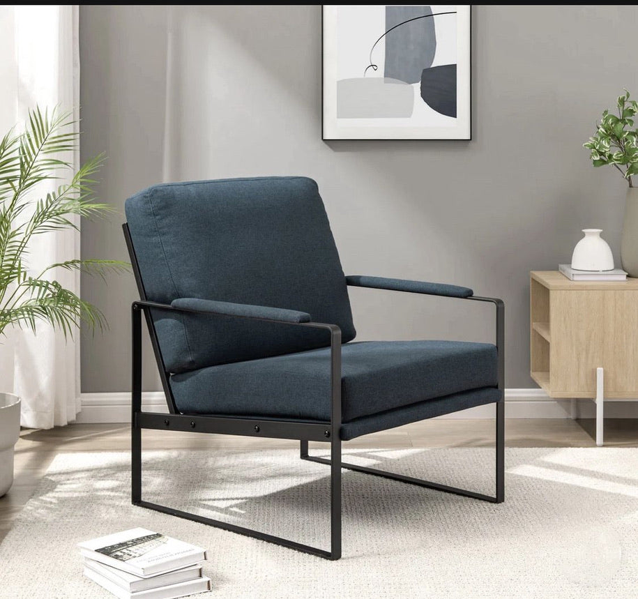 Contemporary Square Metal Frame Accent Chair - Local Pick Up Only