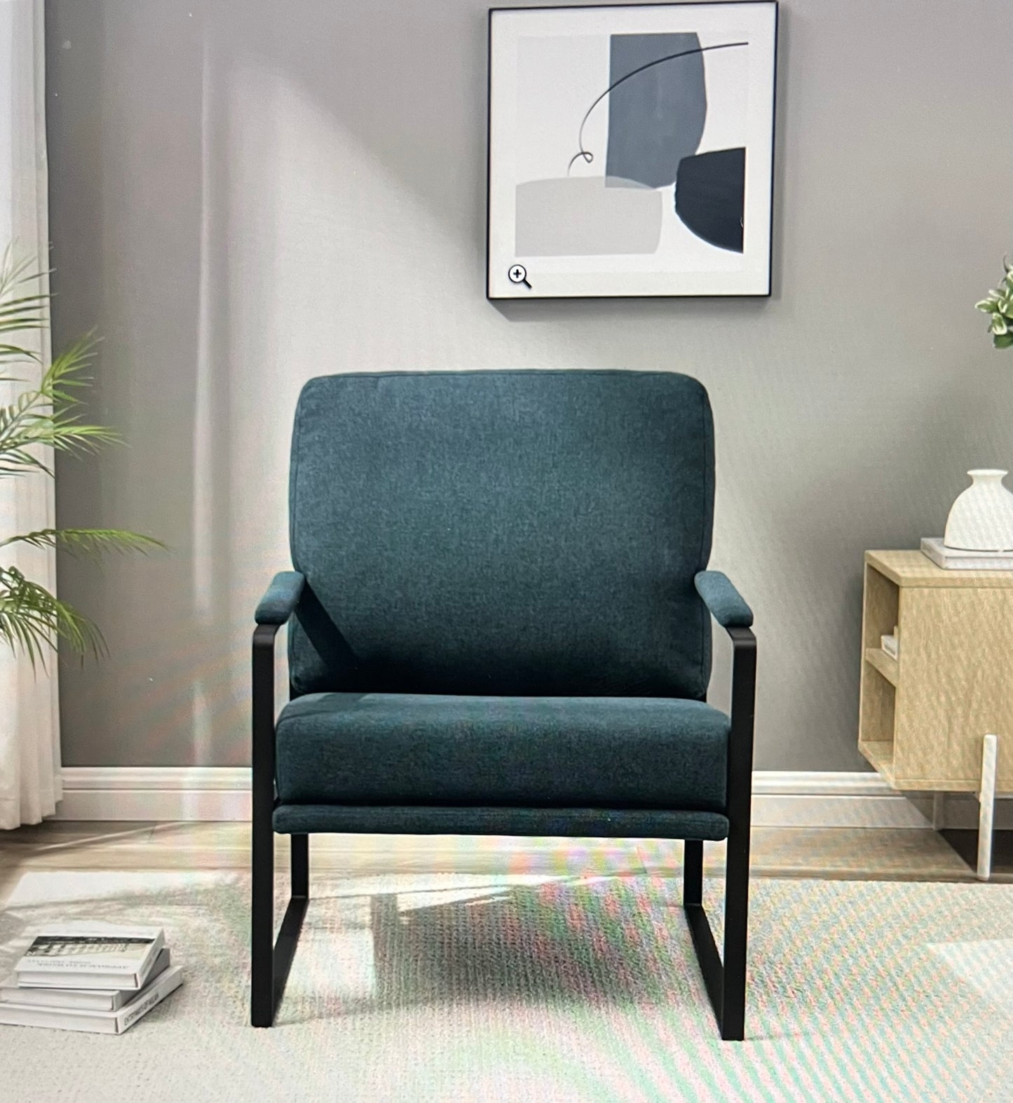 Contemporary Square Metal Frame Accent Chair - Local Pick Up Only
