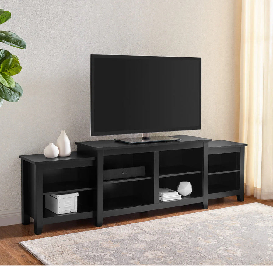 80" Essentials Tiered Top TV Console - Solid Black - Local Pick Up Only