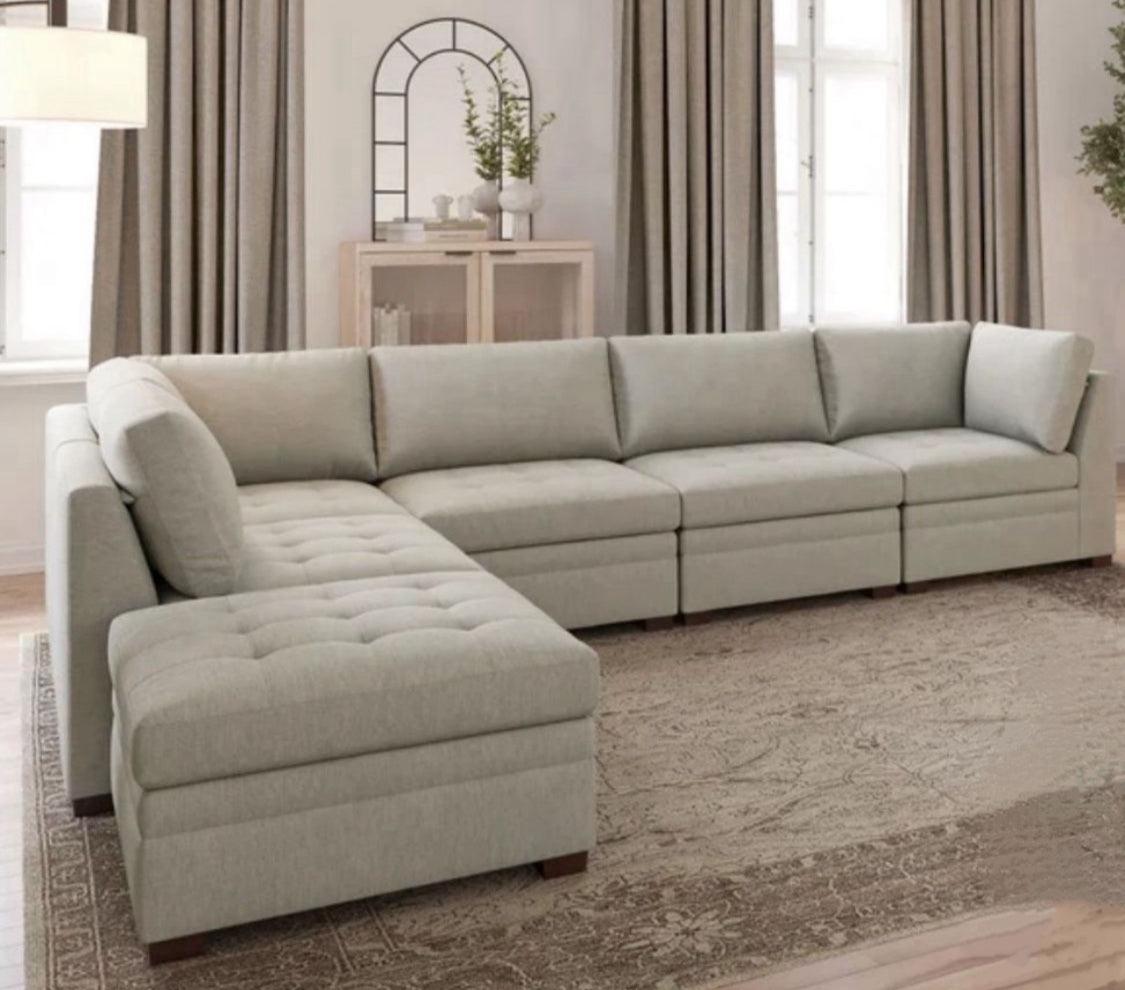 Thomasville Tisdale Modular Sectional 6-piece Beige with Storage Ottoman - Local Pick Up Only