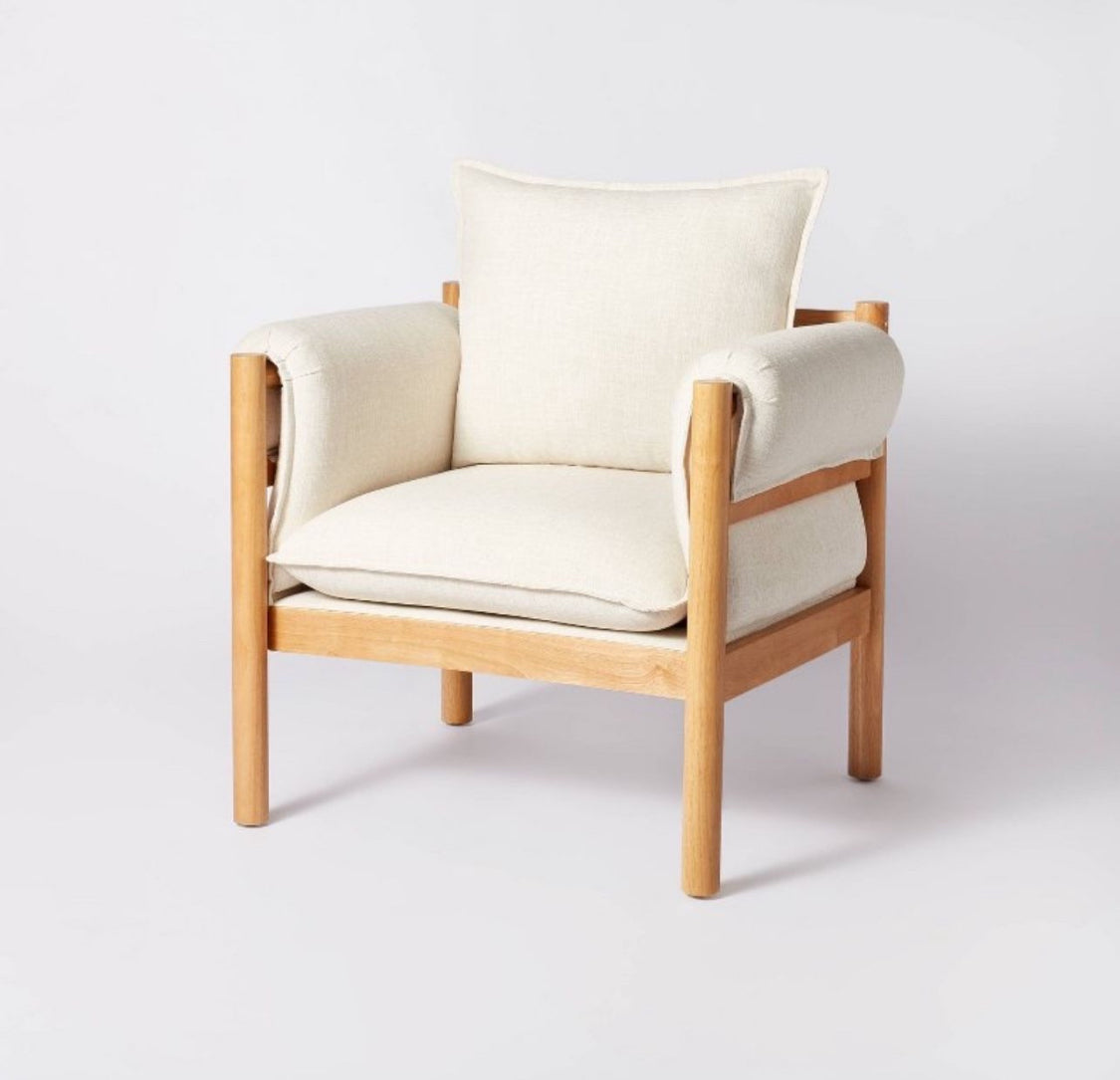 Arbon Wood Dowel Accent Chair with Cushion Arms Beige - Threshold designed with Studio McGee - Local Pick Up Only