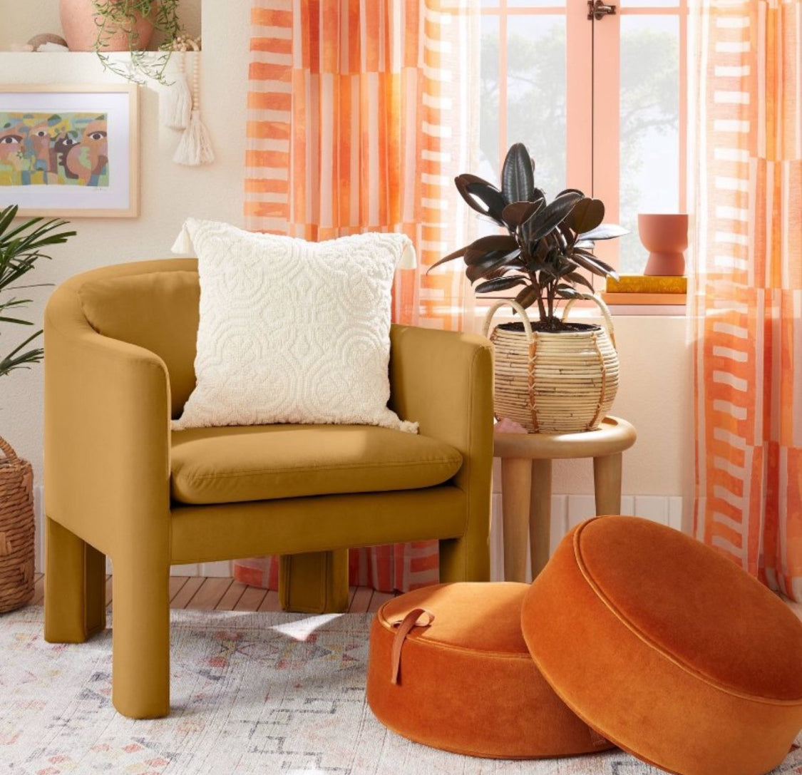 Linaria Fully Upholstered Velvet Accent Chair Mustard-Opalhouse designed with Junglow - Local Pickup Only