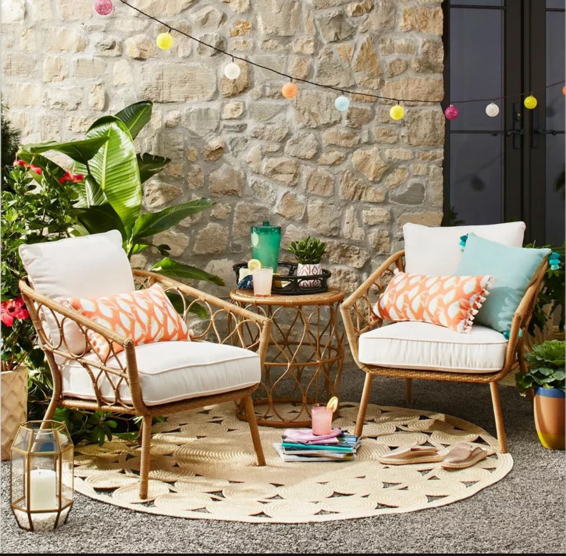 2pc Britanna Outdoor Patio Chairs, Club Chairs Natural - Threshold - Local Pickup Only