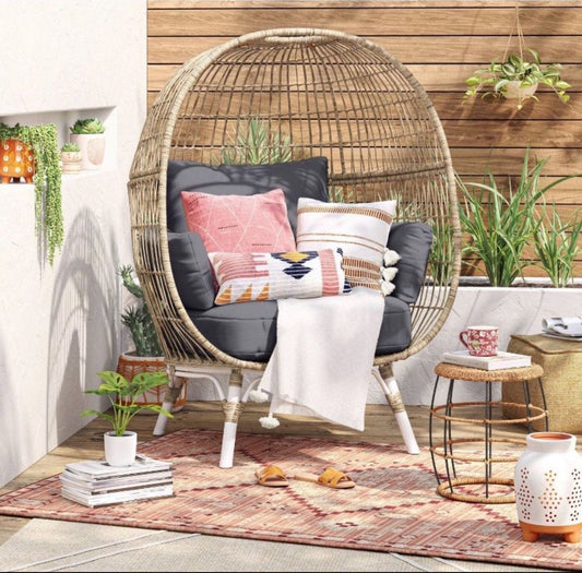 Southport Egg Chair with Natural/White Metal Legs - Charcoal - Opalhouse-Local Pick Up Only