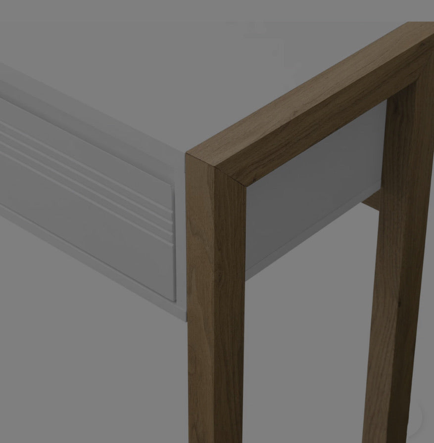 46" Fluted Drawer Writing Desk - English Oak/Solid White - Local Pick Up Only