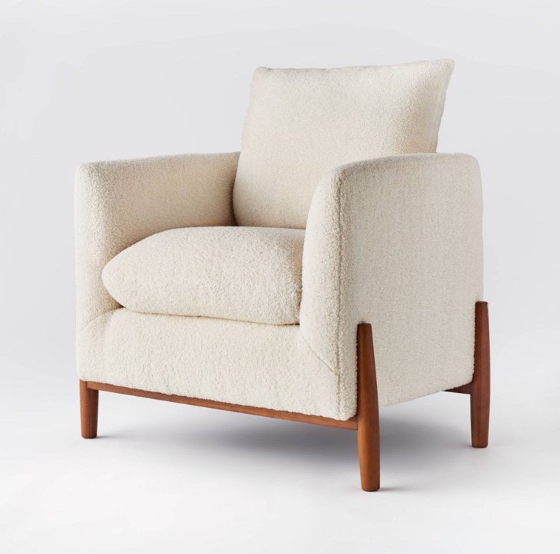 Elroy Accent Chair with Wooden Legs Cream Faux Shearling - Threshold designed with Studio McGee - Local Pickup Only