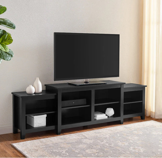 80" Essentials Tiered Top TV Console - Solid Black - Local Pick Up Only