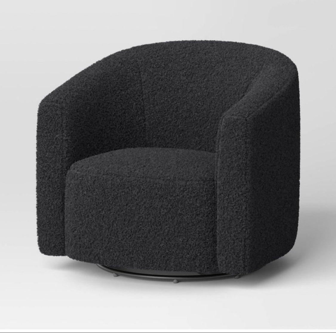 Large Aveline Swivel Chair Black Faux Shearling - Local Pickup Only