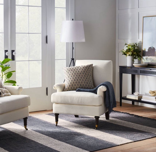 Mercer Rolled Upholstered Arm Chair with Casters Cream - Threshold designed with Studio McGee - Local Pickup Only