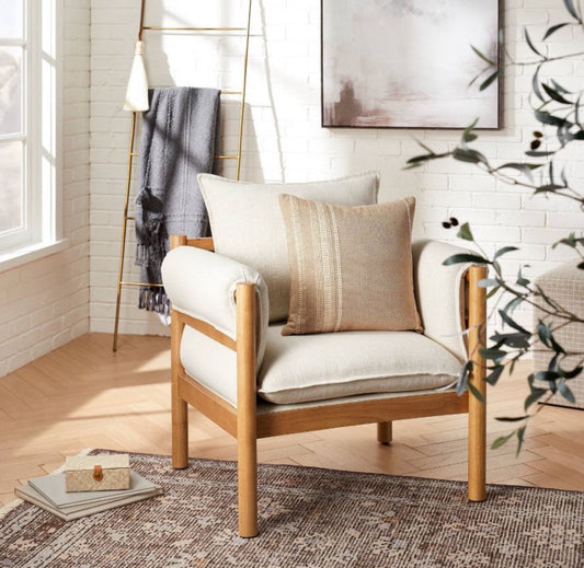 Arbon Wood Dowel Accent Chair with Cushion Arms Beige - Threshold designed with Studio McGee - Local Pick Up Only