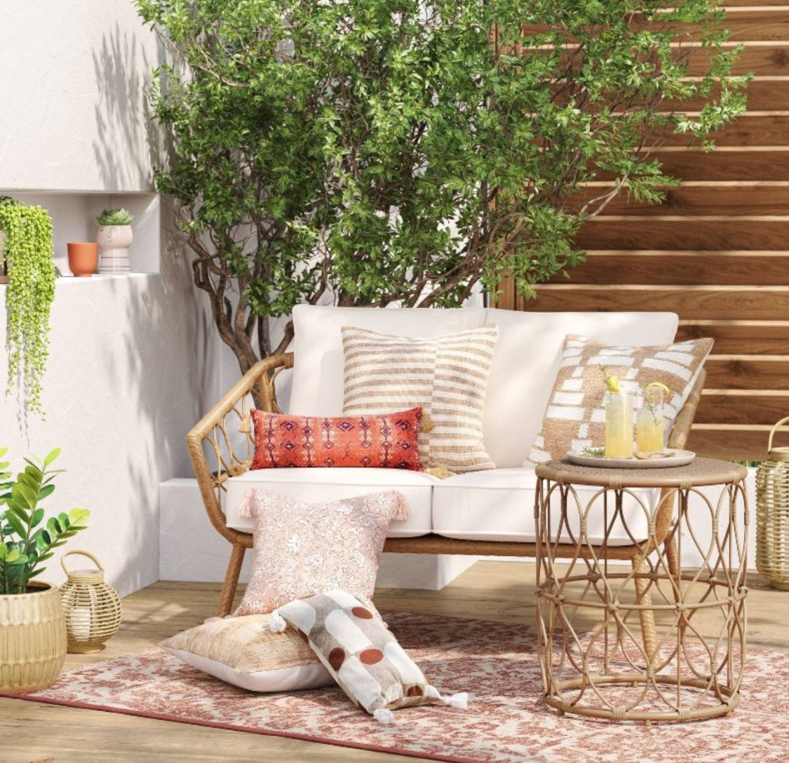 Britanna Outdoor Patio Loveseat Natural - Threshold - Local Pickup Only