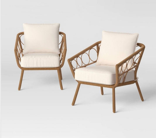 2pc Britanna Outdoor Patio Chairs, Club Chairs Natural - Threshold - Local Pickup Only